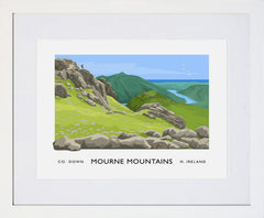 Co Down - Mournes Slieve Bernagh Frame White 40x30 With Mount