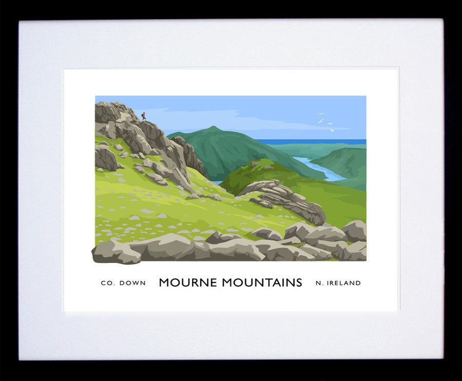 Co Down - Mournes Slieve Bernagh Frame Black 40x30 With Mount