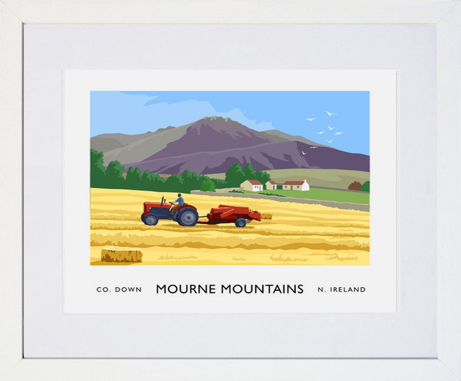 Co Down - Mournes Hay Frame White 40x30 With Mount