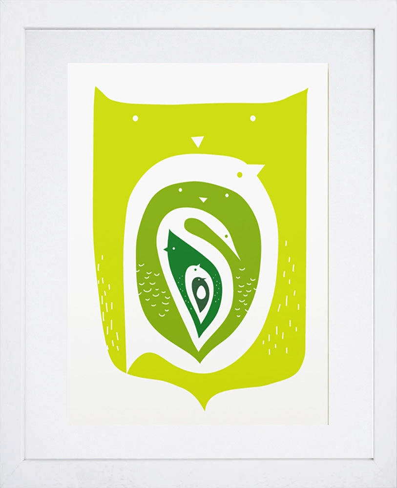 Nesting Birds-White Frame