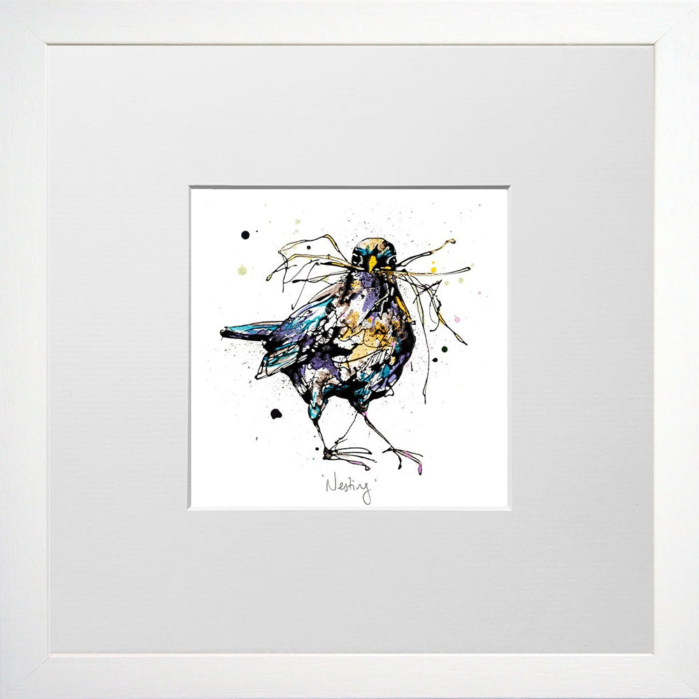 Print Open Edition Floral - Nesting-12 x 12-Small Flat White Frame