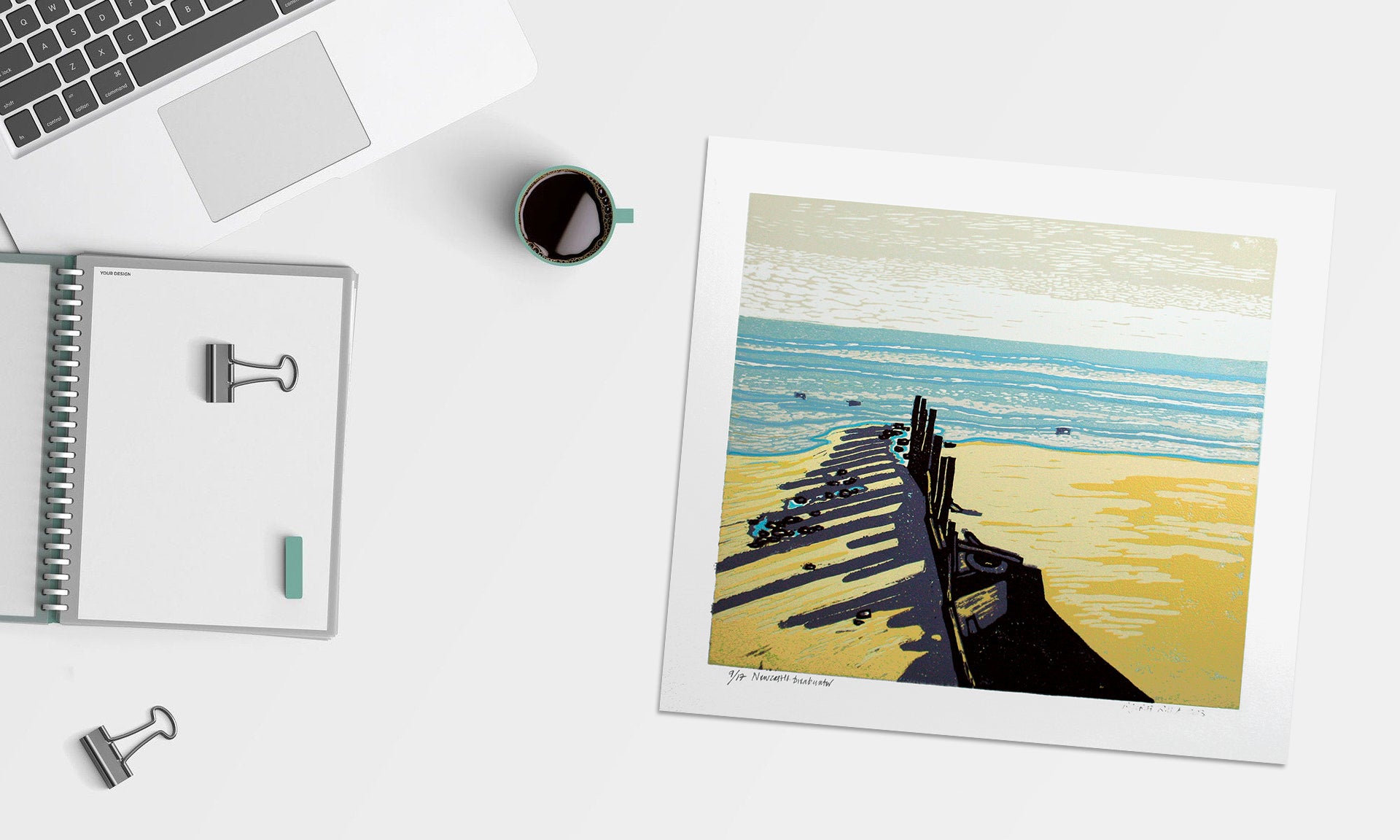 Linocut Print - Co Down Newcastle Breakwater