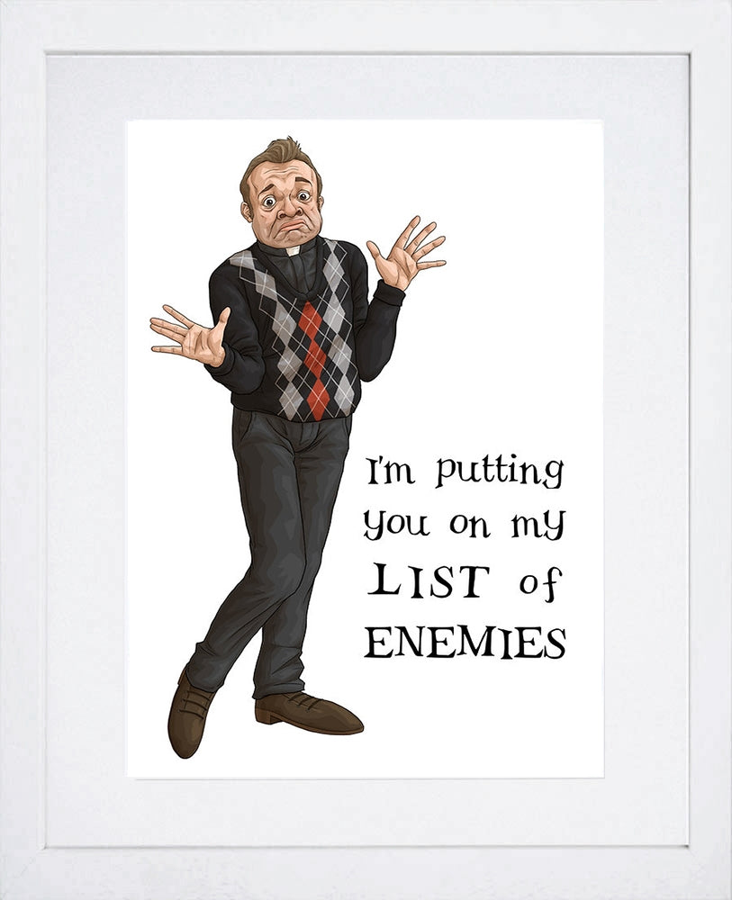 Father Ted - Noel Furlong - Enemies - White Box Frame (With Mount)