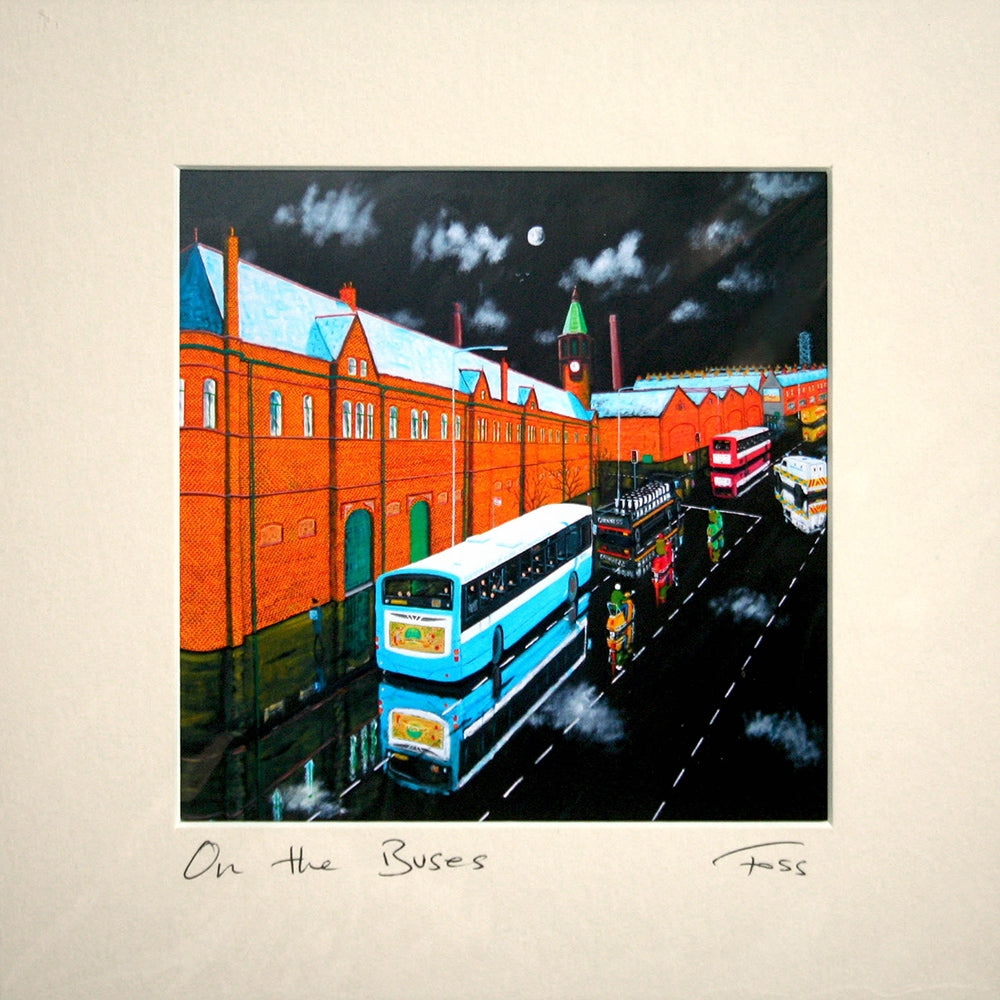 On The Buses - Night Time Unframed 15 x 15