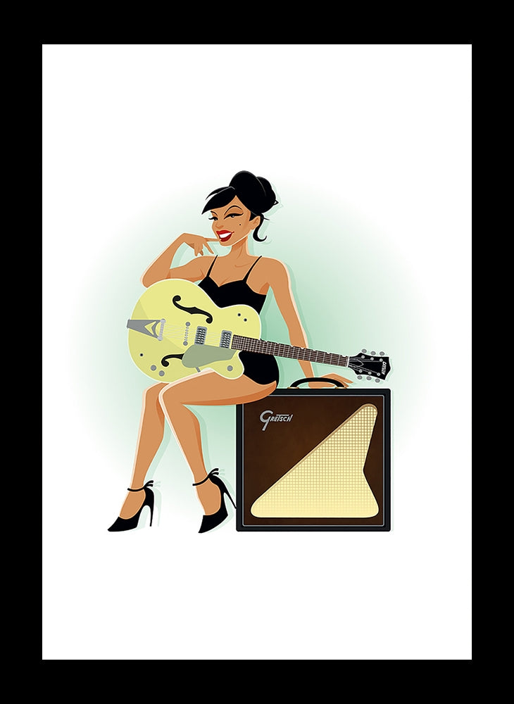 On Guitar - Pin Up - Flat Black Frame