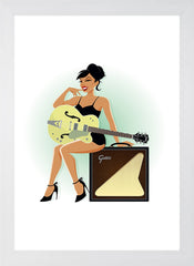 On Guitar - Pin Up - Flat White Frame