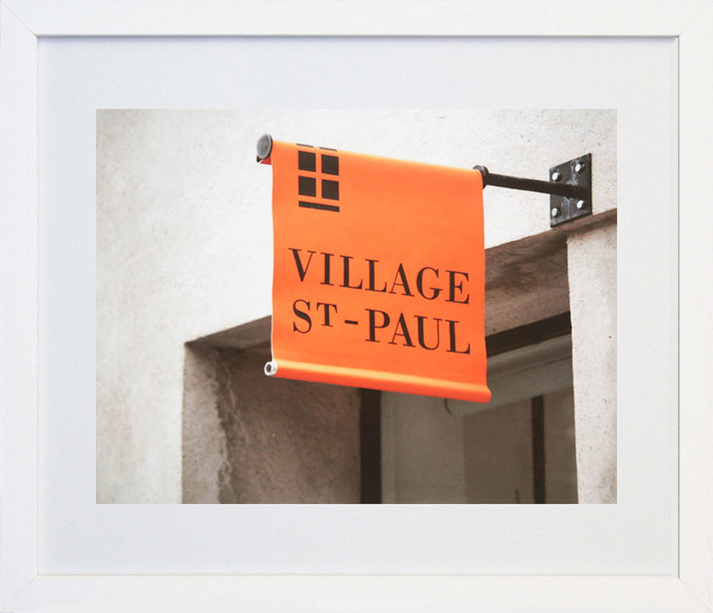 Paris In Orange - Village St Paul Sign Frame White