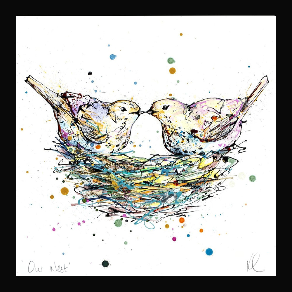 Print Open Edition Animals - Our Nest-30 x 30-Black Box Frame (No Mount)