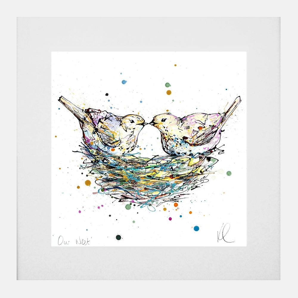 Print Open Edition Animals - Our Nest-30 x 30-White Box Frame (With Mount)