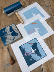 Lino Print - Oystercatcher On A Rock