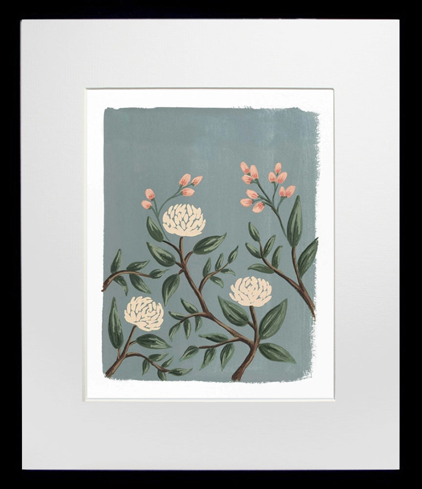 Painted Peonies Slate Black Frame