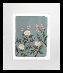 Painted Peonies Slate Black Frame