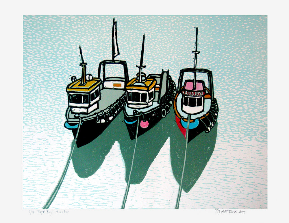 Linocut Print - Co Down Papas Boys Annalong Unframed