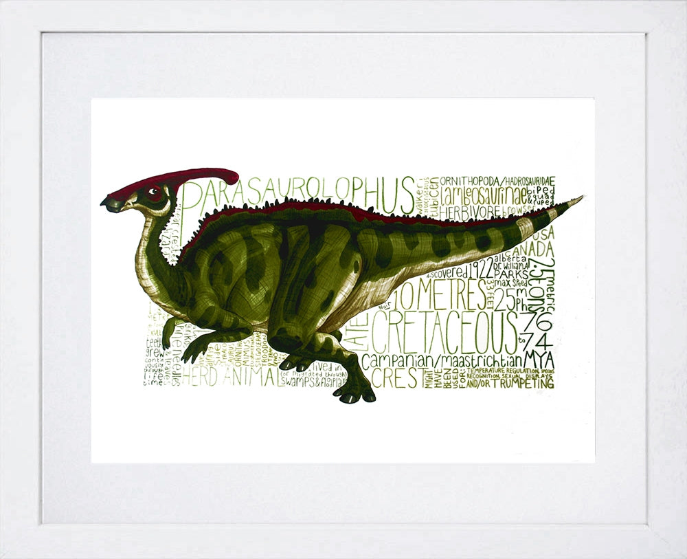 Animals - Dinosaur Parasaurolophus Frame White