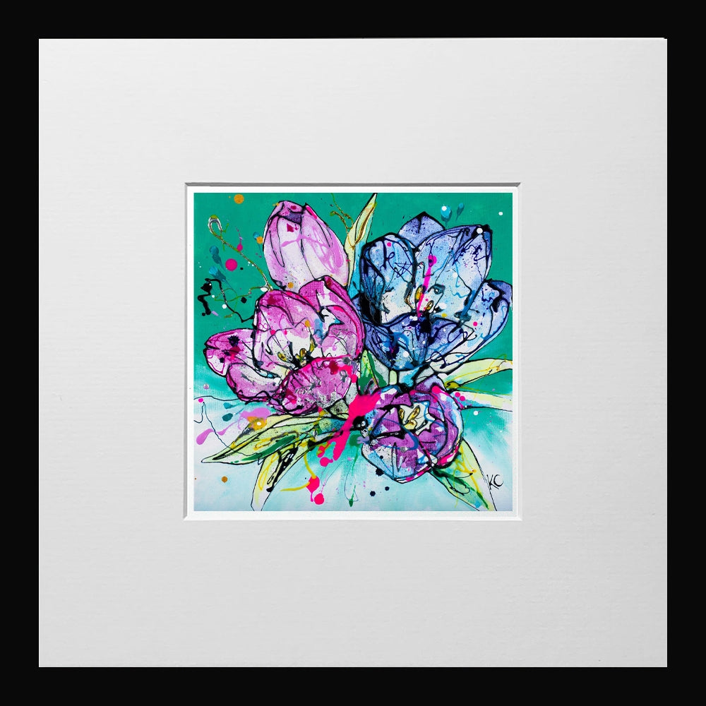 Print Open Edition Floral - Peace-12 x 12-Small Flat Black Frame
