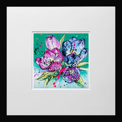 Print Open Edition Floral - Peace-12 x 12-Small Flat Black Frame