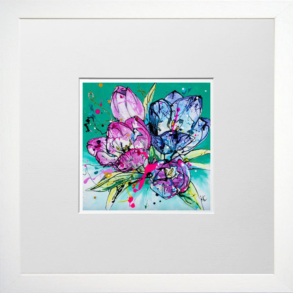 Print Open Edition Floral - Peace-12 x 12-Small Flat White Frame