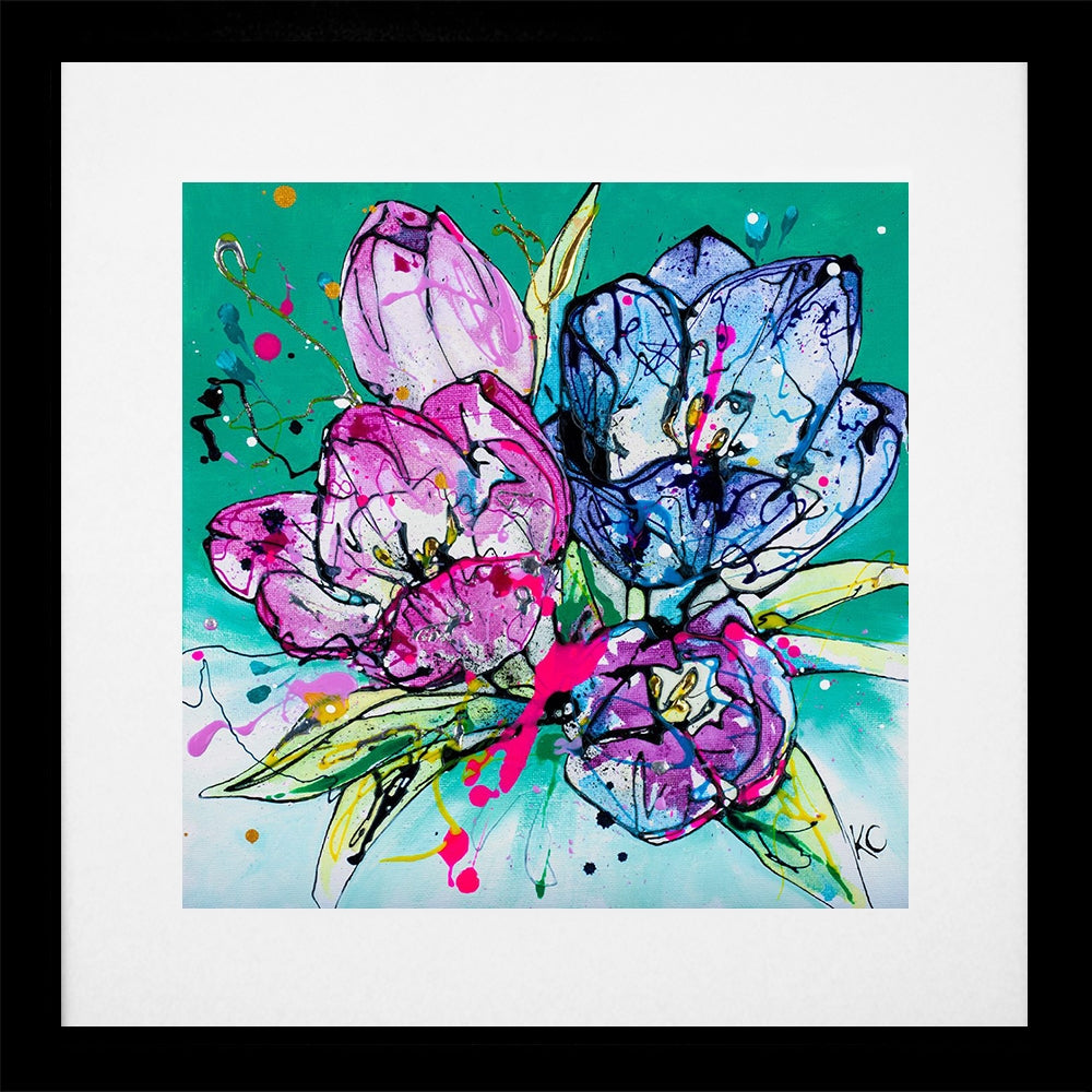 Print Open Edition Floral - Peace-30 x 30-Black Box Frame (With Mount)