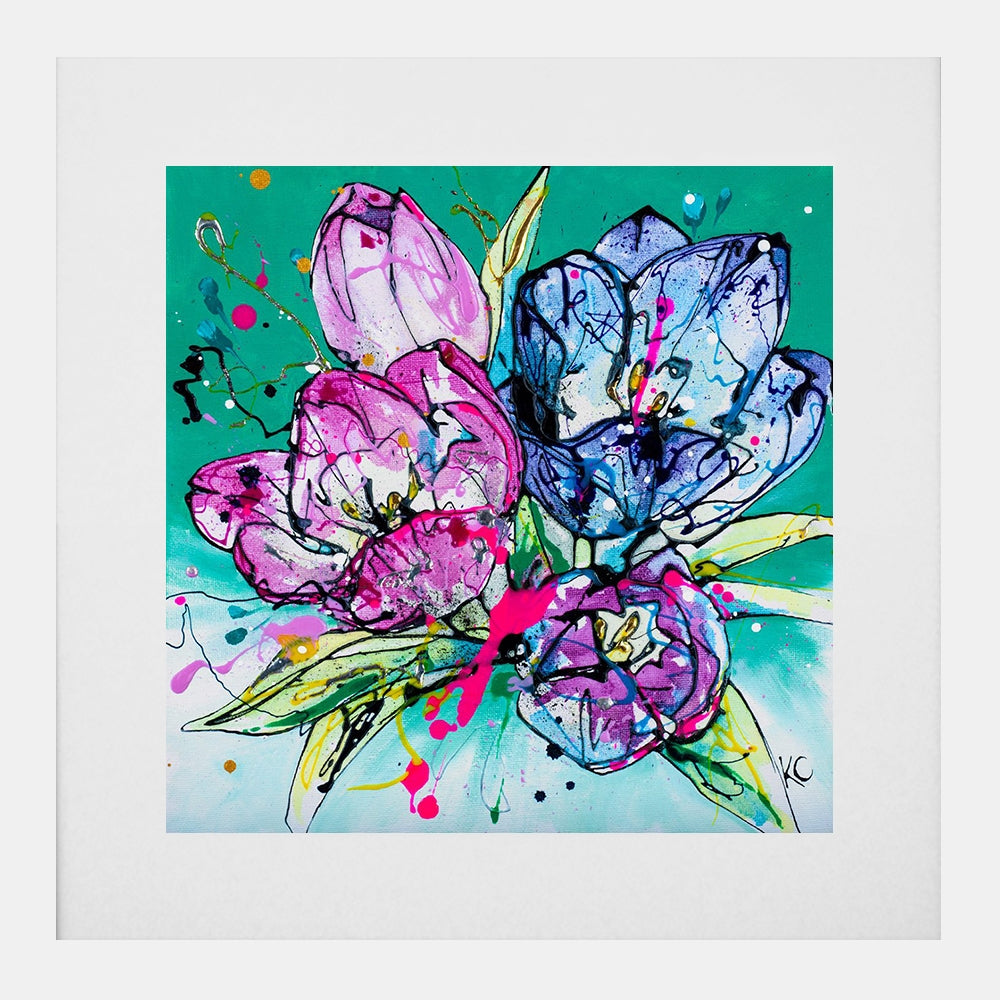 Print Open Edition Floral - Peace-30 x 30-White Box Frame (With Mount)