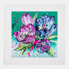 Print Open Edition Floral - Peace-30 x 30-White Box Frame (With Mount)