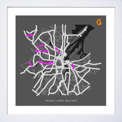 Belfast Peace Lines-15 x 15-Small Flat White Frame
