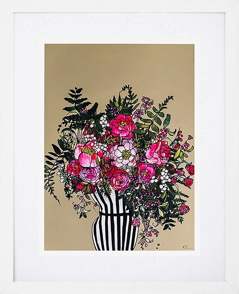 Peonies-19 x 27.5-White Box Frame (With Mount)