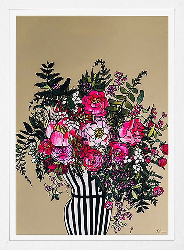 Peonies-33 x 55.5-White Box Frame (No Mount)