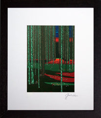 Pine Forest Starry Night Black Frame 15.5 x 12