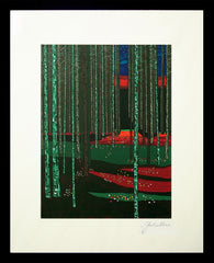 Pine Forest Starry Night Black Frame 26 x 20