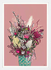 Pink Blooms White Frame