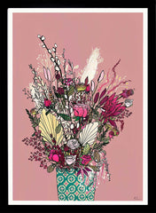 Pink Blooms Black Frame