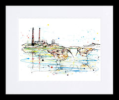 Print Ltd Edition Landscapes - Dublin Poolbeg Chimneys Frame Black
