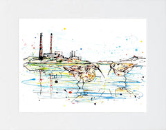 Print Ltd Edition Landscapes - Dublin Poolbeg Chimneys Unframed