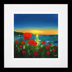 Original - Poppies by the Sea-- Black Box Frame (With Mount)
