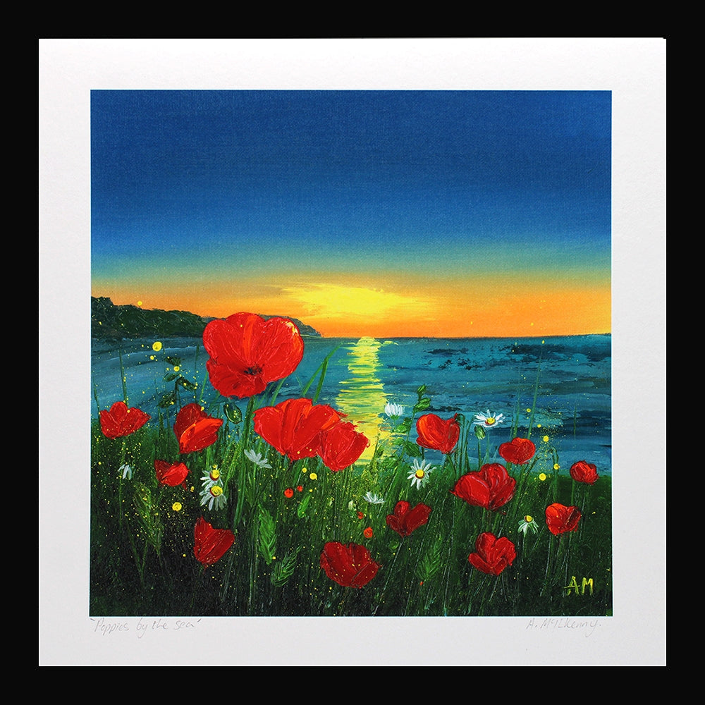 Original - Poppies by the Sea - Black Box Frame (No Mount)