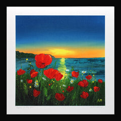 Original - Poppies by the Sea - Black Box Frame (No Mount)