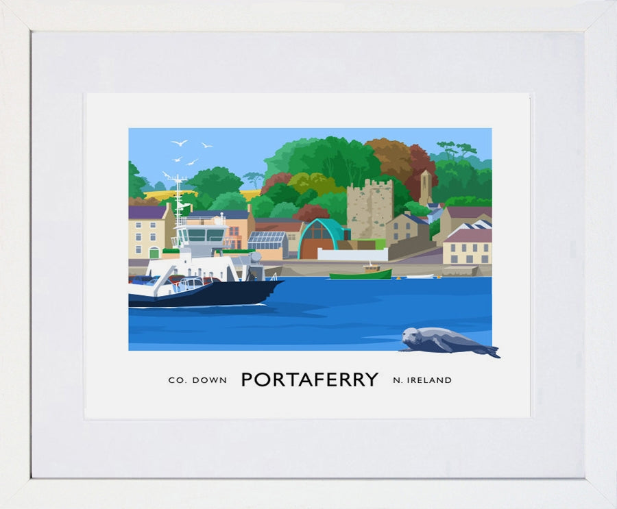 Co Down - Portaferry Ferry Frame White 40x30 With Mount