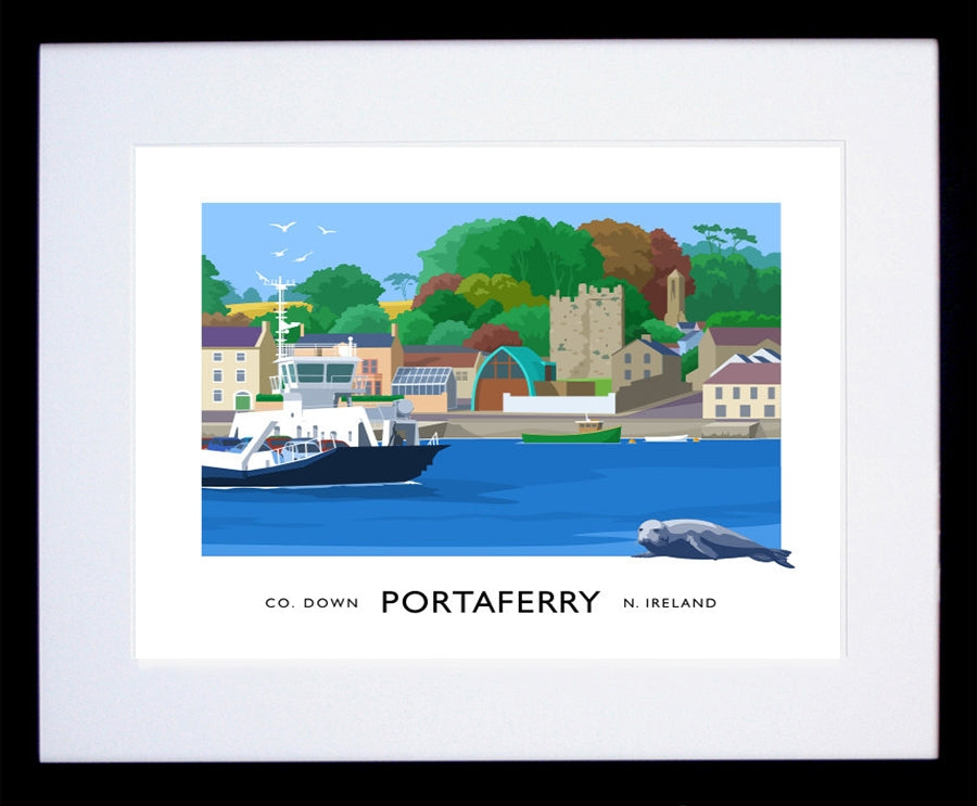 Co Down - Portaferry Ferry Frame Black 40x30 With Mount