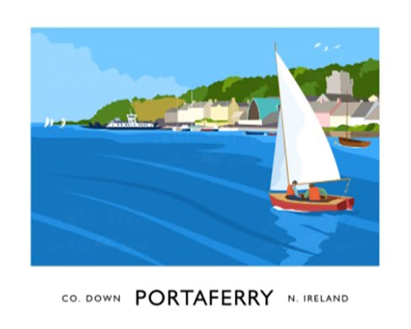 Co Down - Portaferry With White Sailing Boats -40 x 30-Unframed