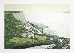 Linocut Print - Co Antrim Portbradden White Park Bay Unframed