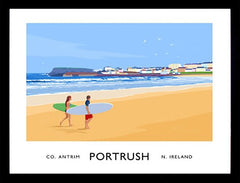 Co Antrim - Portrush West Strand-70 x 50-Black Box Frame (No Mount)