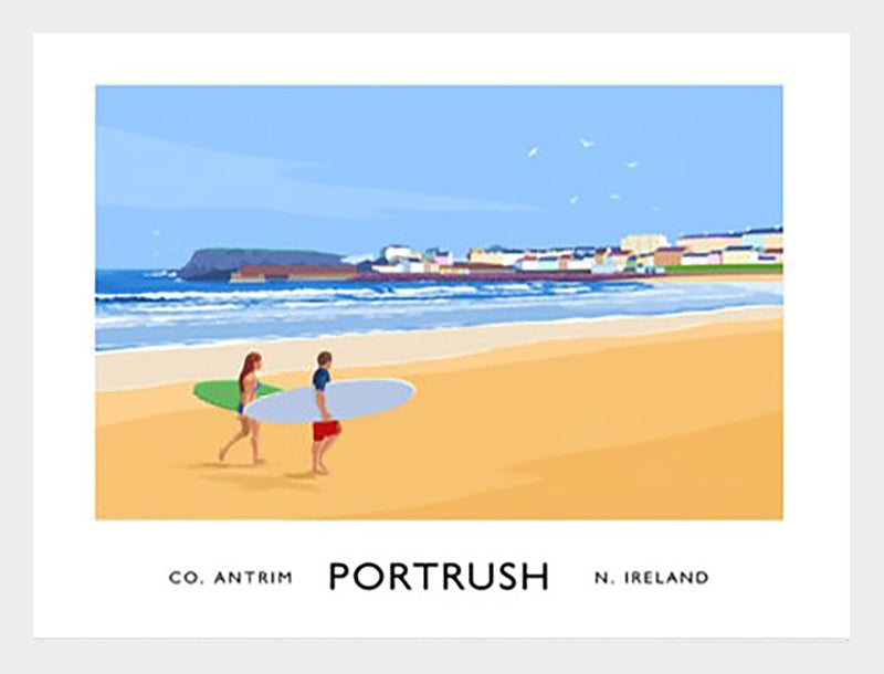 Co Antrim - Portrush West Strand-40 x 30-White Box Frame (No Mount)