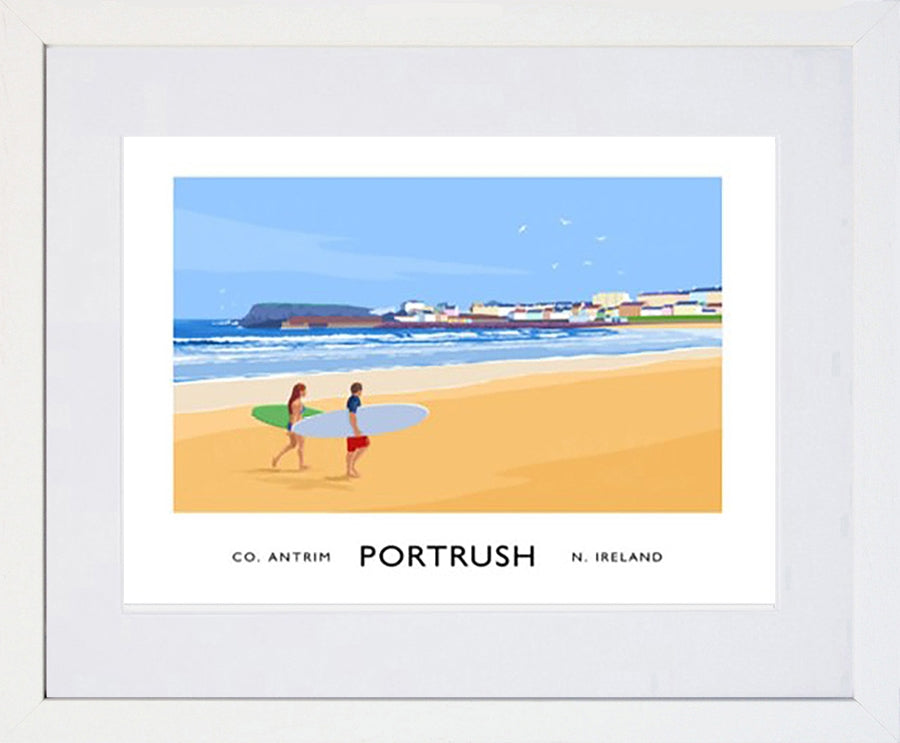 Co Antrim - Portrush West Strand-40 x 30-White Box Frame (With Mount)