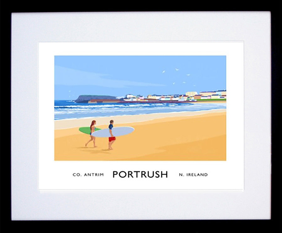 Co Antrim - Portrush West Strand-40 x 30-Black Box Frame (With Mount)