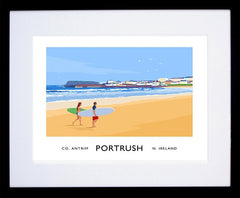 Co Antrim - Portrush West Strand-40 x 30-Black Box Frame (With Mount)
