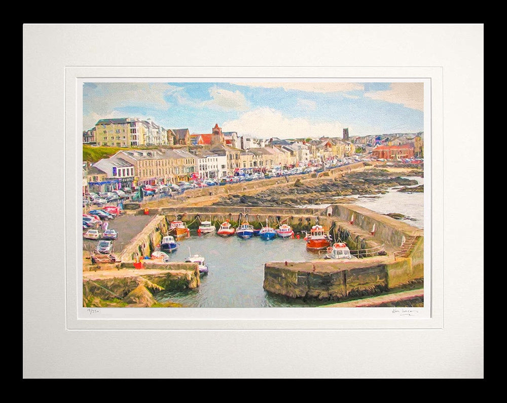 Co Derry - Portstewart Harbour-60 x 47.5-Flat Black Frame