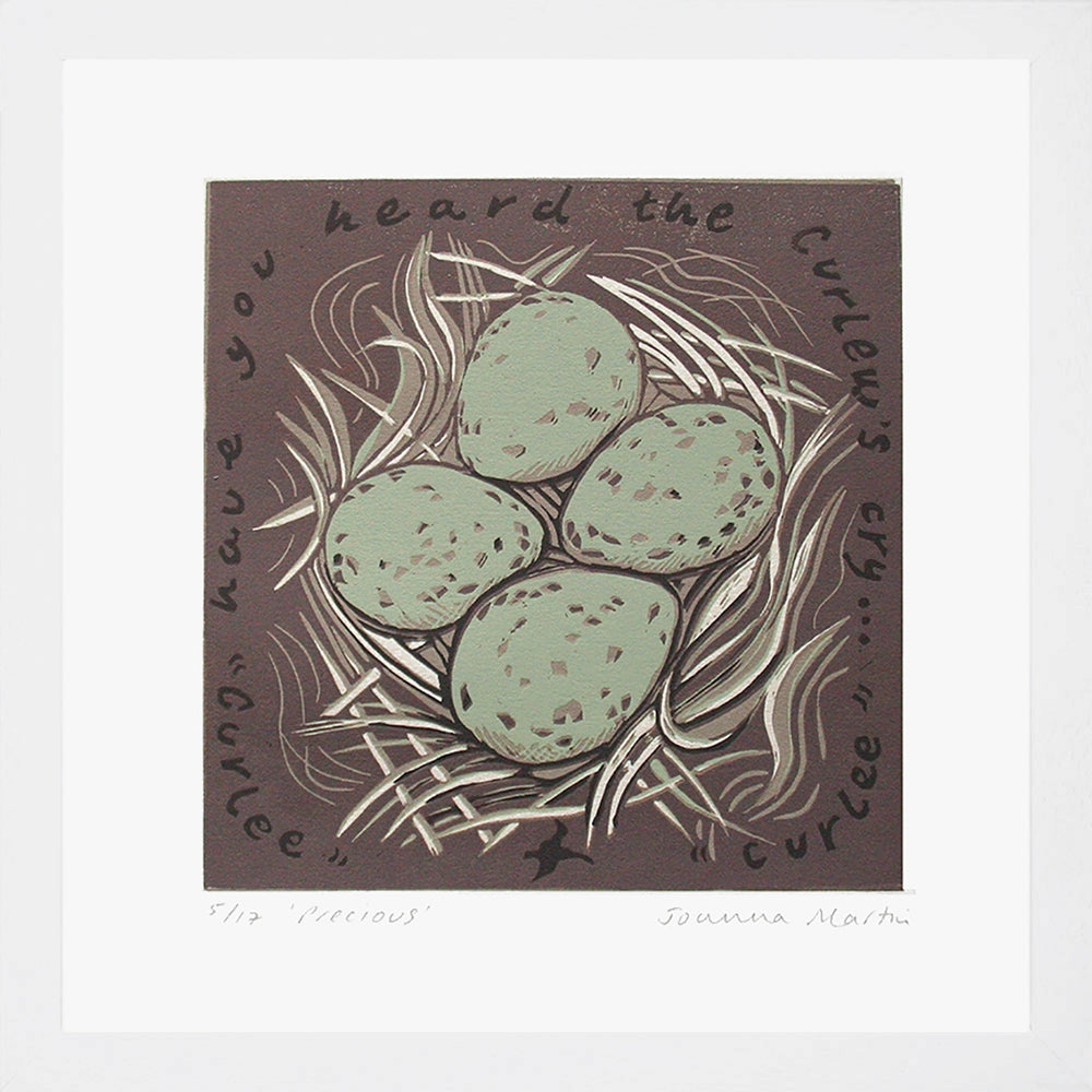 Lino Print - Precious White Frame