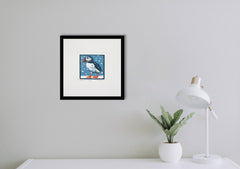 Lino Print - Puffin In Snow