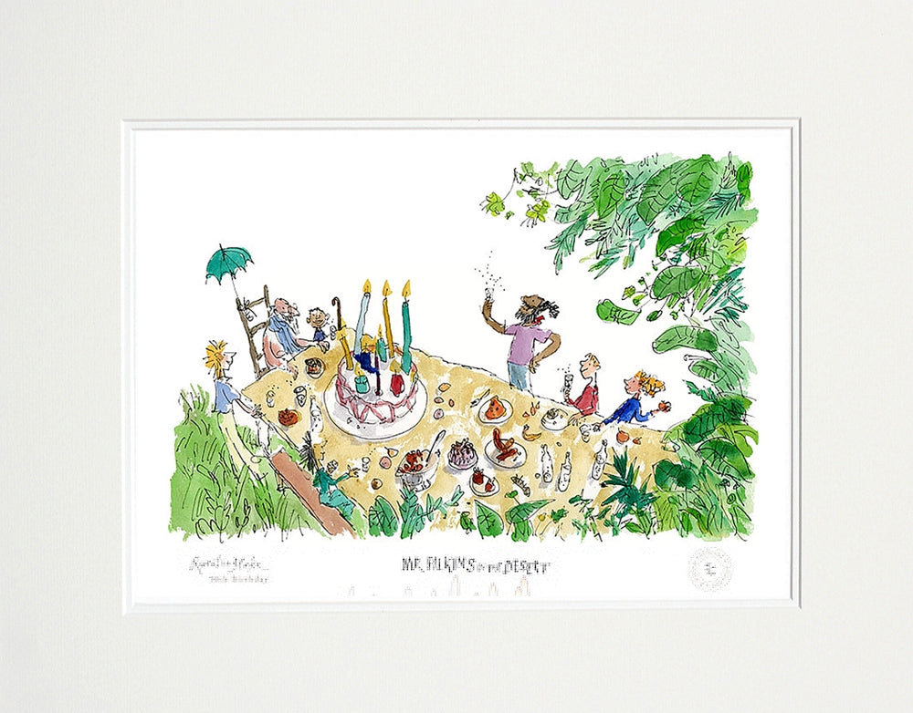 Quentin Blake 90th Birthday - Mr Filkins in the Desert - Unframed