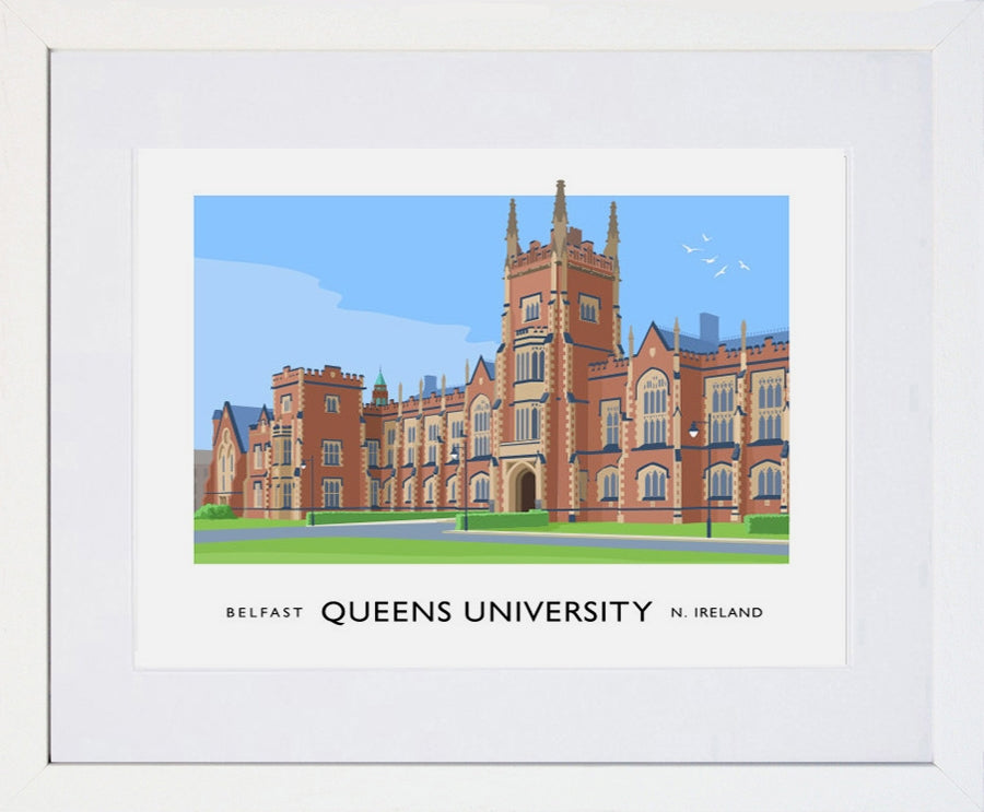 Belfast - Queens University-40 x 30-White Box Frame (With Mount)